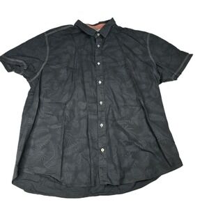 Cypress Club Button Hawaiian Floral Dress Shirt Gray‎ Men's XXL Short Sleeve